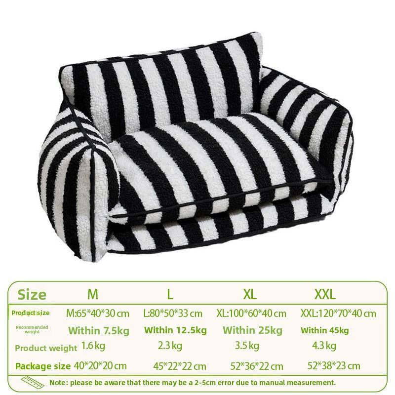 Creative Striped Lamb Wool Plush Winter Warm Cat Bed Pet Sofa Bed Dog Bed Dog House Pet Nest Fully Removable and Washable