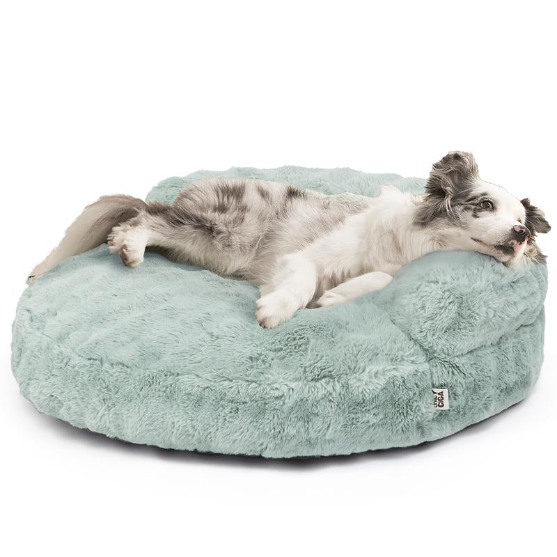 EHEYCIGA Dog Bed and Cat Couch โ Fluffy Faux Rabbit Fur Pet Sofa for Dogs and Cats, Washable Removable Cover, Waterproof and Non-Slip,