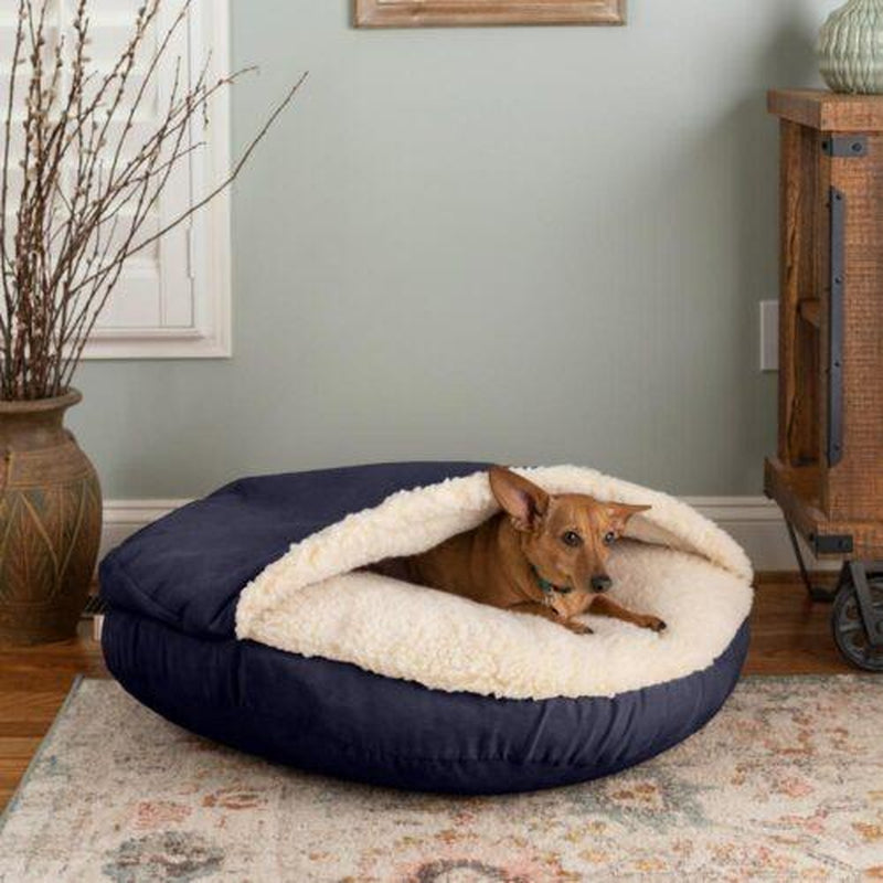 Classic Poly-Cotton Cozy Cave Pet Bed, Large, Round