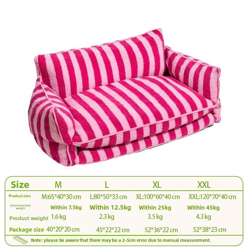 Creative Striped Lamb Wool Plush Winter Warm Cat Bed Pet Sofa Bed Dog Bed Dog House Pet Nest Fully Removable and Washable
