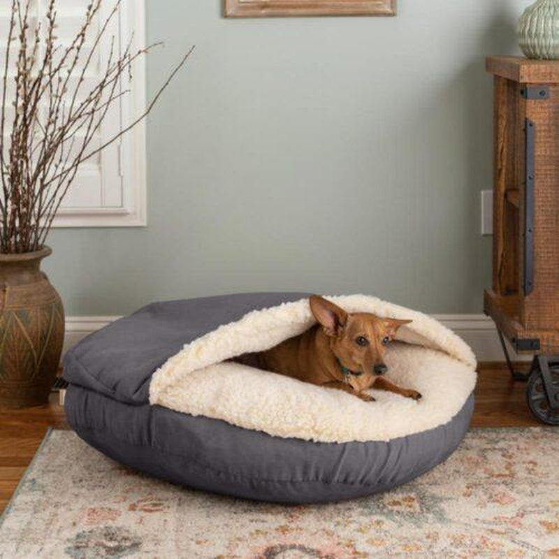 Classic Poly-Cotton Cozy Cave Pet Bed, Large, Round
