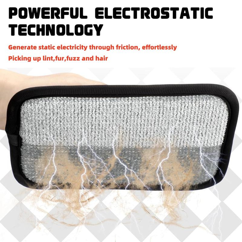 Pet Hair Removal Gloves, Reusable Electrostatic Pet Hair Remover Tool, Washable Double-Sided Pet Grooming Gloves for Furniture & Car Seats