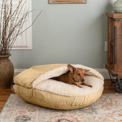 Classic Poly-Cotton Cozy Cave Pet Bed, Large, Round