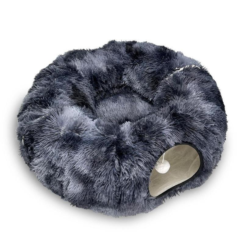 Winter Warm Pet Bed, Summer Cat Tunnel Bed with Middle Mat, Large Playground Toys, Soft Material Plush Pet Toy, Full Moon Shaped Warm Dog Kennel, Pet Resting Mat, Pet Products, Birthday Gift Idea for Kitten, Kitten Bedding, Fluffy Cloud Bed