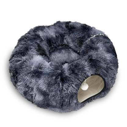 Winter Warm Pet Bed, Summer Cat Tunnel Bed with Middle Mat, Large Playground Toys, Soft Material Plush Pet Toy, Full Moon Shaped Warm Dog Kennel, Pet Resting Mat, Pet Products, Birthday Gift Idea for Kitten, Kitten Bedding, Fluffy Cloud Bed