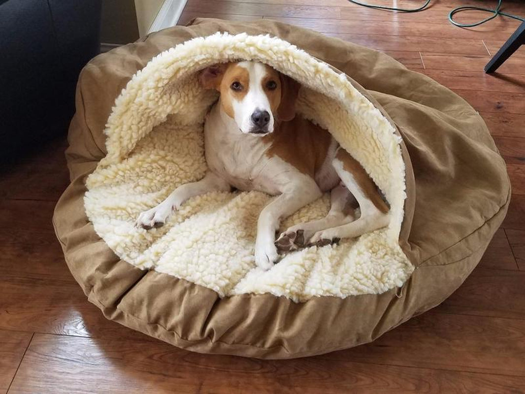 Classic Poly-Cotton Cozy Cave Pet Bed, Large, Round