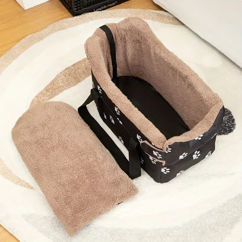 Pet Car Carrier, Portable Pet Safety Seat for Small Dogs and Cats Center Console Safety Travel Bed Dog Bed Cat Bed