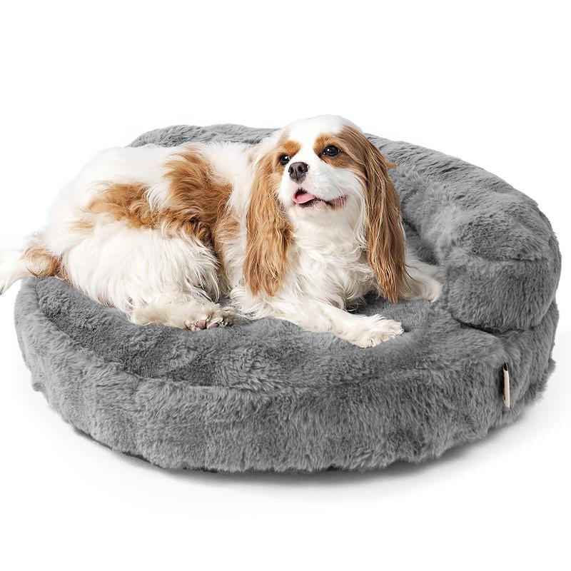 EHEYCIGA Dog Bed and Cat Couch – Fluffy Faux Rabbit Fur Pet Sofa for Dogs and Cats, Washable Removable Cover, Waterproof and Non-Slip,