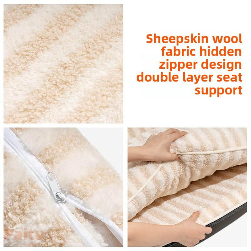 Creative Striped Lamb Wool Plush Winter Warm Cat Bed Pet Sofa Bed Dog Bed Dog House Pet Nest Fully Removable and Washable