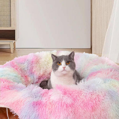 Winter Warm Pet Bed, Summer Cat Tunnel Bed with Middle Mat, Large Playground Toys, Soft Material Plush Pet Toy, Full Moon Shaped Warm Dog Kennel, Pet Resting Mat, Pet Products, Birthday Gift Idea for Kitten, Kitten Bedding, Fluffy Cloud Bed