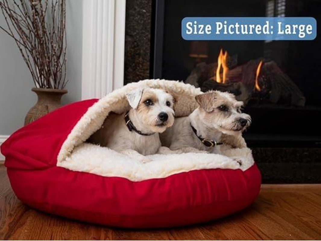 Classic Poly-Cotton Cozy Cave Pet Bed, Large, Round