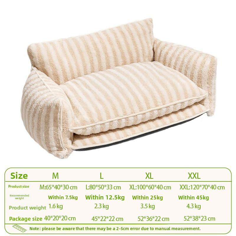 Creative Striped Lamb Wool Plush Winter Warm Cat Bed Pet Sofa Bed Dog Bed Dog House Pet Nest Fully Removable and Washable