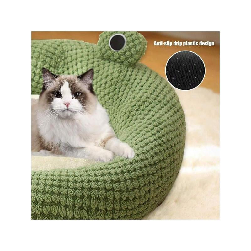 Soft and Breathable Plush Cute Pet Bed, Open Design Warm Pet Nest, Suitable for Cats and Small Dogs (Round Bed Design)