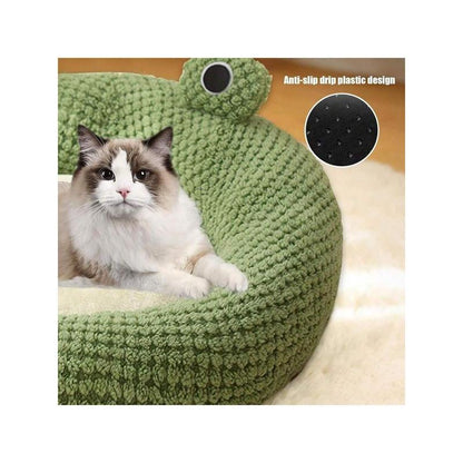 Soft and Breathable Plush Cute Pet Bed, Open Design Warm Pet Nest, Suitable for Cats and Small Dogs (Round Bed Design)