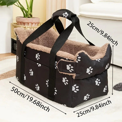 Pet Car Carrier, Portable Pet Safety Seat for Small Dogs and Cats Center Console Safety Travel Bed Dog Bed Cat Bed