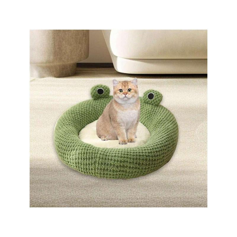 Soft and Breathable Plush Cute Pet Bed, Open Design Warm Pet Nest, Suitable for Cats and Small Dogs (Round Bed Design)