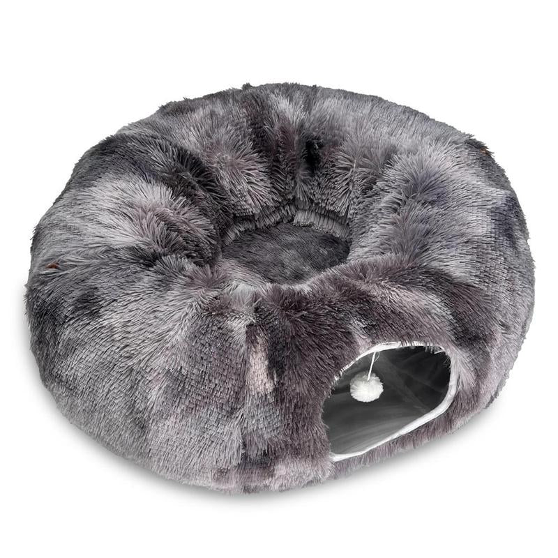 Winter Warm Pet Bed, Summer Cat Tunnel Bed with Middle Mat, Large Playground Toys, Soft Material Plush Pet Toy, Full Moon Shaped Warm Dog Kennel, Pet Resting Mat, Pet Products, Birthday Gift Idea for Kitten, Kitten Bedding, Fluffy Cloud Bed