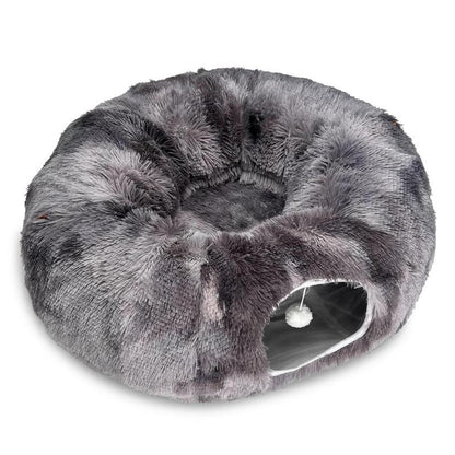 Winter Warm Pet Bed, Summer Cat Tunnel Bed with Middle Mat, Large Playground Toys, Soft Material Plush Pet Toy, Full Moon Shaped Warm Dog Kennel, Pet Resting Mat, Pet Products, Birthday Gift Idea for Kitten, Kitten Bedding, Fluffy Cloud Bed