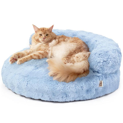 EHEYCIGA Dog Bed and Cat Couch – Fluffy Faux Rabbit Fur Pet Sofa for Dogs and Cats, Washable Removable Cover, Waterproof and Non-Slip,